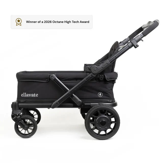 Black Ellavate electric wagon with handle extended